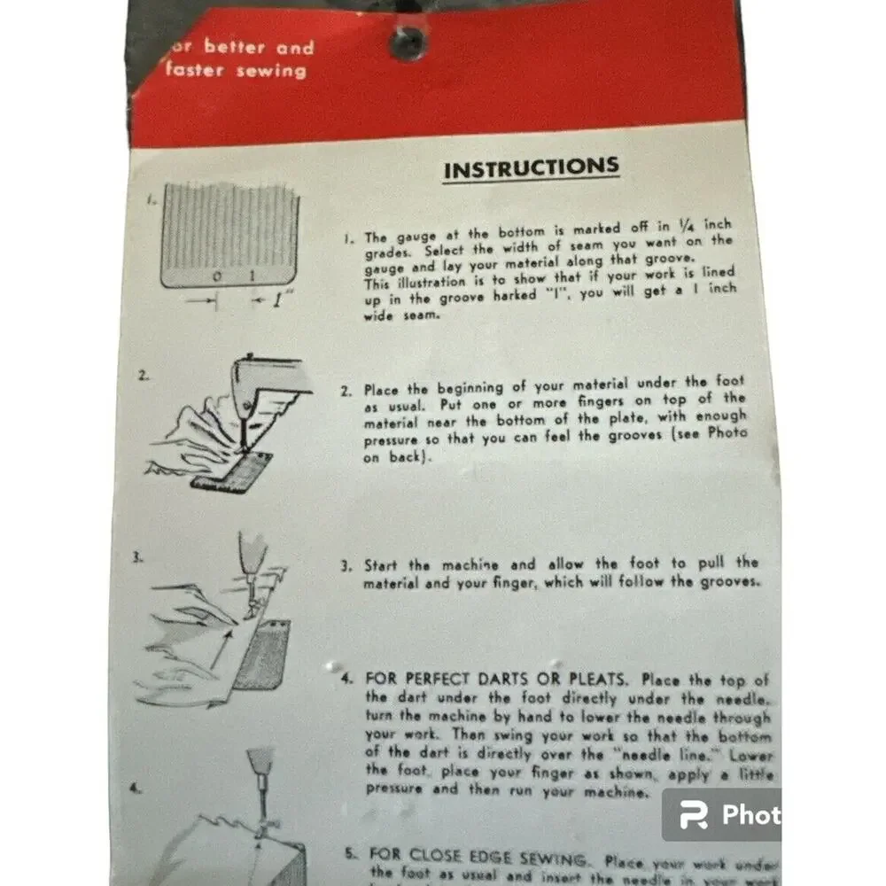 Dritz Sew Strate Green Plastic Sewing Guide VTG 1957 Instructions Pleats Darts